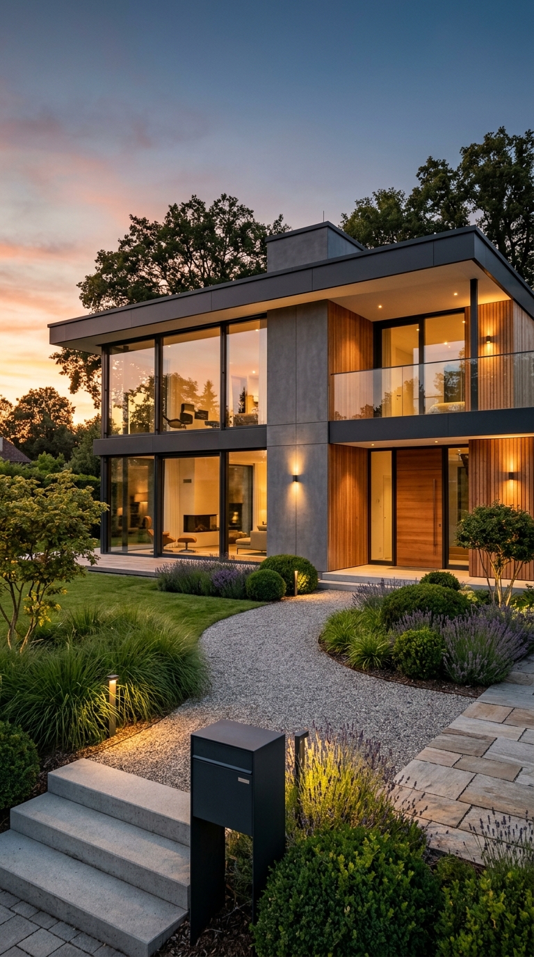 Modernes Wohnhaus in der Abendsonne